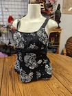 Swim Du Soleil Black White Tankini Swim Top Us 12 Floral Swimming Suit Boho L