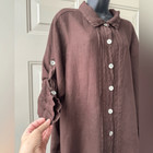 Match Point Tan Brown 3 4 Sleeve 100  Linen Tunic Top Coastal Grandma Small