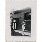 Baseball Bat Kid 1940-50s Found Photo Little Boy D b  Softball Young Child Vtg 