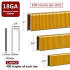 18 Gauge 1 4  Narrow Crown Staples  1   3 4   1 2    Assorted 1200 Count