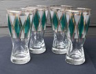 4 Libbey Pilsner Glasses Diamond  Mid-century Modern Vtg Barware
