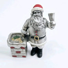 Vintage 1989 Hudson Pewter Villagers Santa Claus Ringing Bell  4301