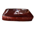 Vintage Asian Wood Box 3 5 Inch Compact Mirror Comb Shell Inlay Glossy Finish