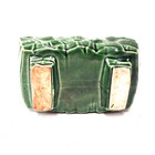Vintage Usa Art Pottery Planter Green Geometric Footed Rectangular Mcm