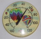 Vintage Sunbeam 12    Round Outdoor Indoor Thermometer C F   Balloon Rainbow