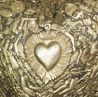 17  High Handmade Wood Sacred Burning Heart Milagro Ex Voto Mexico Wall Art