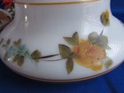 Vtg Pair Milk Glass Handpainted Yellow Teal Floral Hurricane Shade 6 7 8  Fitter