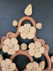 Vtg Mexican Folk Art Tree Of Life Flowers Leaves Terra Cotta Wall Planter 14   