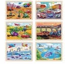 60 Pcs Wooden Vehicle Jigsaw Puzzles Preschool Educational Toys Gifts For Kids