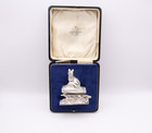 Fabulous Antique Boxed Silver Pair Of Fox Menu Holders 1909 By Garrard   Co
