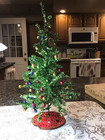 Vintage 1950   s Japan Mcm Green Tinsel Tabletop Christmas Tree Mercury Glass 14   