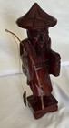 Vintage Red Wood Carved Asian Chinese Fisherman Wooden Hand Made Lg Statue 12   