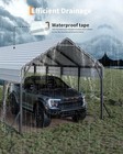 13 x26 x11  Oversized Steel Heavy Duty Carport For 13x26 Ft White Metal Carport