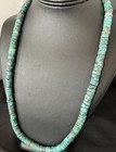 Navajo Turquoise 8mm Heishi Sterling Silver Bead Necklace 24  19035