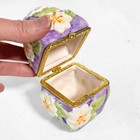 Vtg Floral Ceramic Hinged Trinket Box Fairycore Hand Painted Keepsake Box