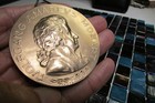 Vintage Austrian Classical Bronze Medallion  w  A  Mozart  By Tautenhayn C  1956