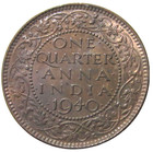 India  British  1 4 Anna  1940  King George Vi  Uncirculated 