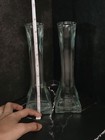 Vintage Clear Glass Bud Vases Pair 8 5  Tall Mid Century Modern Flower Vases