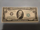 Series 1977 A  10 Ten Dollar Bill Fancy Serial Number Off Center Error Note Unc 
