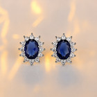 925 Sterling Silver Oval Zircon Crystal Necklace Earrings Ring Jewelry Set