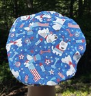 Surgical Scrub Cap  Euro Style  Dogs  Blue  Navy  4th Of July  Patriotic