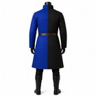 Handmade Medieval Gambeson Blue Black Quilted Armor Jacket Larp Costume