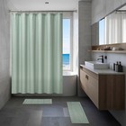 15 Piece Textured Embossed Checkered Pattern Shower Set W  Hooks Bath Rugs New