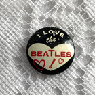 I Love The Beatles 1964 Vintage Button Small Pin Pinback Red Black Original