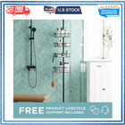 Zenna Home Tension Rod Shower Organizer  Adjustable 60-97   4 L-shaped Baskets  