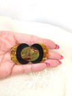 Vintage 1930s Art Deco Bakelite Marbled Tortoiseshell 2 Piece Buckle 