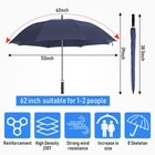 Golf Umbrella 10 Pcs 62 Inch Automatic Open Double Canopy Windproof Dark Blue