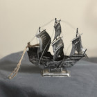 Mayflower Metal Ship Model With Stand  Nautical Decor Display  Black silver