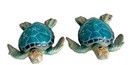 Sea Turtle Figurines Set Of Two 3 25  Long Textured Polystone Blue
