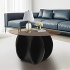 31  Round Glass Tabletop Coffee Table Unique Circle Center Table With Wood Base