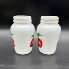 Vintage Stovetop Shakers Fire King Apple Milk Glass Salt And Pepper Red 1950s