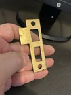 Vintage 3 5 16    X 7 8    Brass Plated Steel Door Mortise Lock Strike Plate Catch