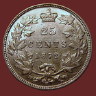          1872-h Queen Victoria 25 Cents Silver Coin A u      Canada