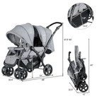 Foldable Double Baby Stroller Stand On Front   Back Seats Pushchair Gray
