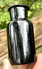 Nice Small Amber Blackglass Utility Bottle Flared Lip 1860 s Era Clean L  k