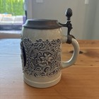 Vintage Original King 403 German Beer Stein 1 2l Pewter Lid Tavern Scene