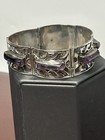Vintage Taxco Mexico 925 Sterling Silver Amethyst Panel Link Bracelet Th113