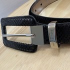 Michael Kors Black Leather Animal Print Snakeskin Dress Belt Silver  Sz L  46in