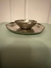 Vintage Nutmeg Pewter Swr   Scalloped Bowl And Plate Set