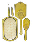 Antique Five Piece Art Deco Gold yellow Pearlized Celluloid Bakelite Vanity Set