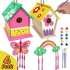 Crafts For Kids Ages 4-8 - 4 Pack Diy Bird House Wind Chime Kit - Build And P   