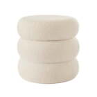 New Cream Boucle Round Channel Ottoman  Glam Storage For Living Room bedroom