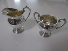 Vintage Sterling Silver Sugar Bowl   Creamer  damask Rose  By Heirloom Sterling