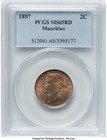 British Mauritius 1897 Victoria 2 Cent Pcgs Ms 65 Red  1 000 000 Mintage 