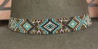 Native Design Zuni Inlay Bolo Handmade Beaded Hatband Hat Band Sterling Silver