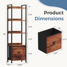 5 Tier Bookshelf W  Drawer Tall Narrow Bookcase Storage Organizer Wood   Metal